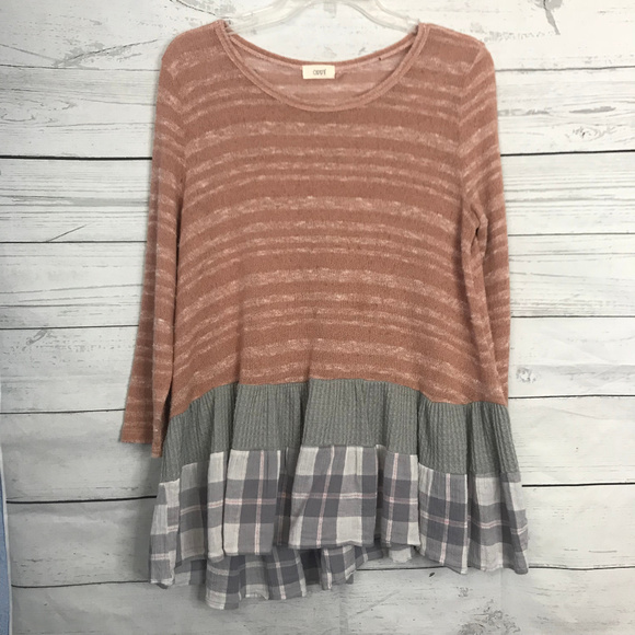 ODDY Tops - So Sweet Plaid Oddy Blush Teired Blouse